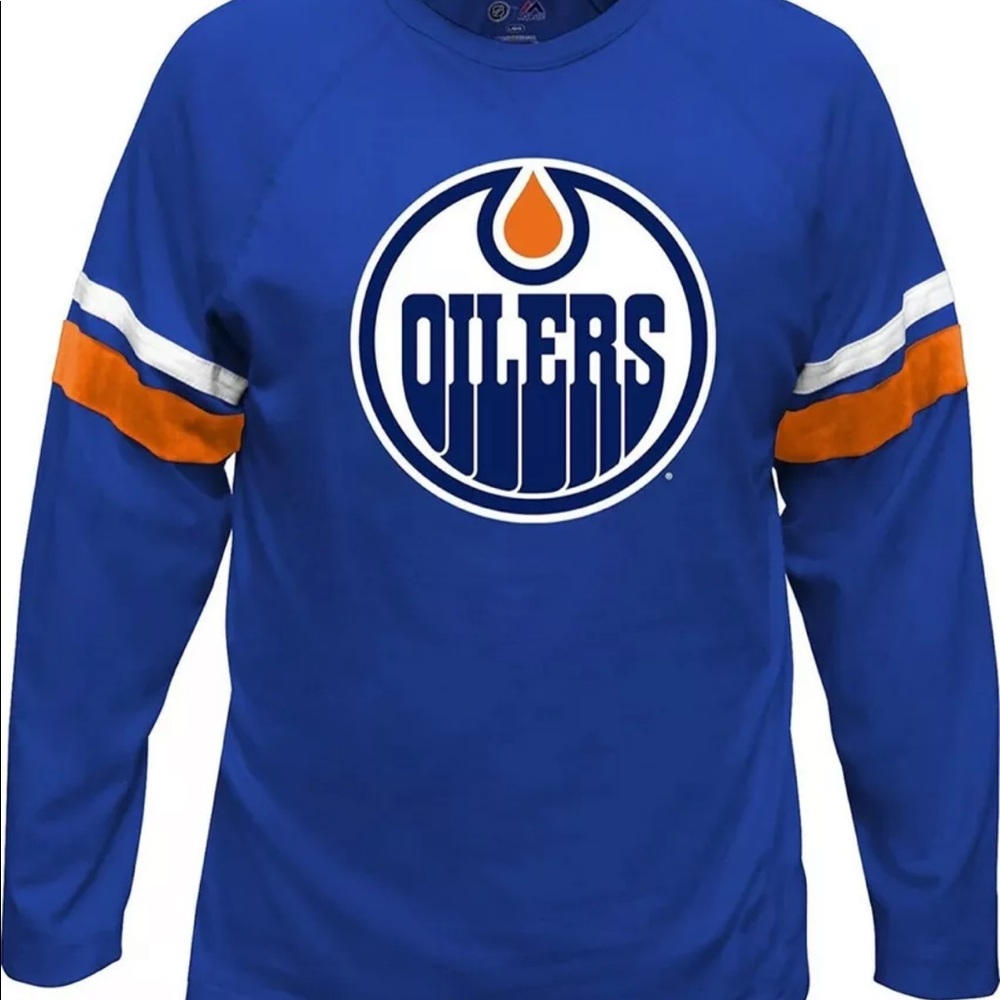 NHL Edmonton Oilers Majestic Long Sleeve T-Shirt Size M NEW WITH TAGS